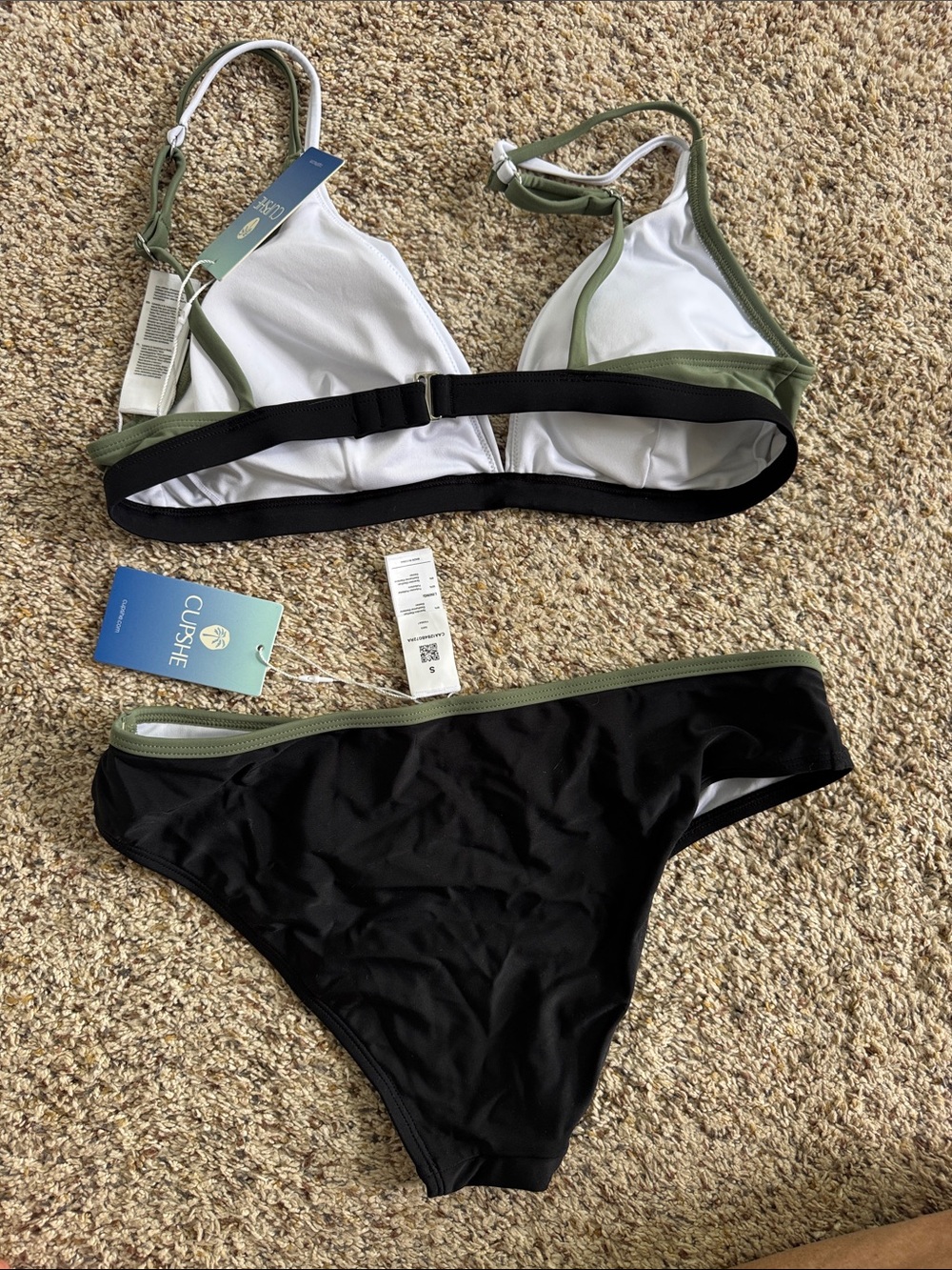 NWT Cupshe Olive Colorblock Bikini Set top M bottoms S - Picture 5 of 5